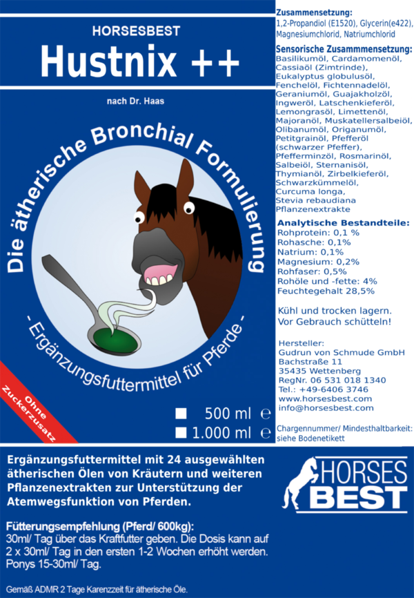 HORSESBEST® HUSTNIX++, unterstützt COPD- und staubempfindliche Pferde